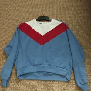 Blue red and white chevron sweater